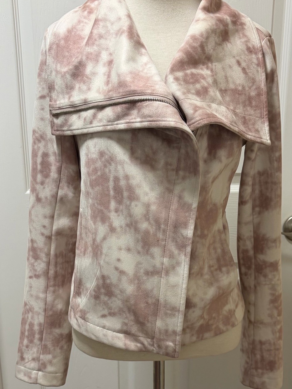 bagatelle Pink and Cream Tie-Dye Moto Jacket